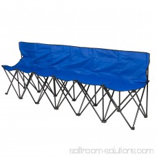 Best Choice Products 6-Seat Portable Folding Bench for Camping, Sports Sideline w/ Steel Tube Frame, Carry Case - Blue